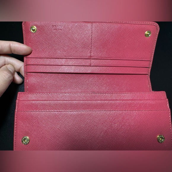 Prada Pink Saffiano Leather Continental Wallet. Chain will be included. - Picture 11 of 16